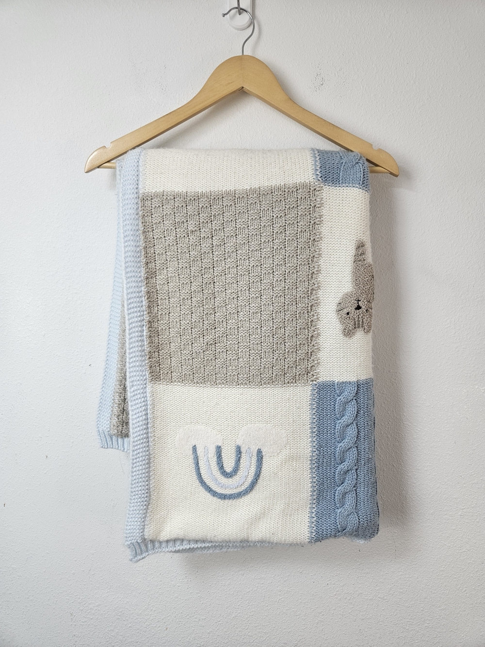 Pottery Barn Kids Heirloom Sherpa-Backed Patchwork Knit Baby Blanket